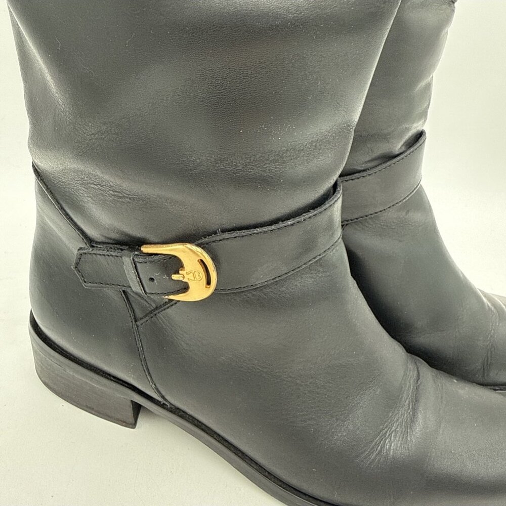 Etienne Aigner Boots Womens Size 7.5 Black Leather Tall Riding Equestrian Legacy - Picture 2 of 12